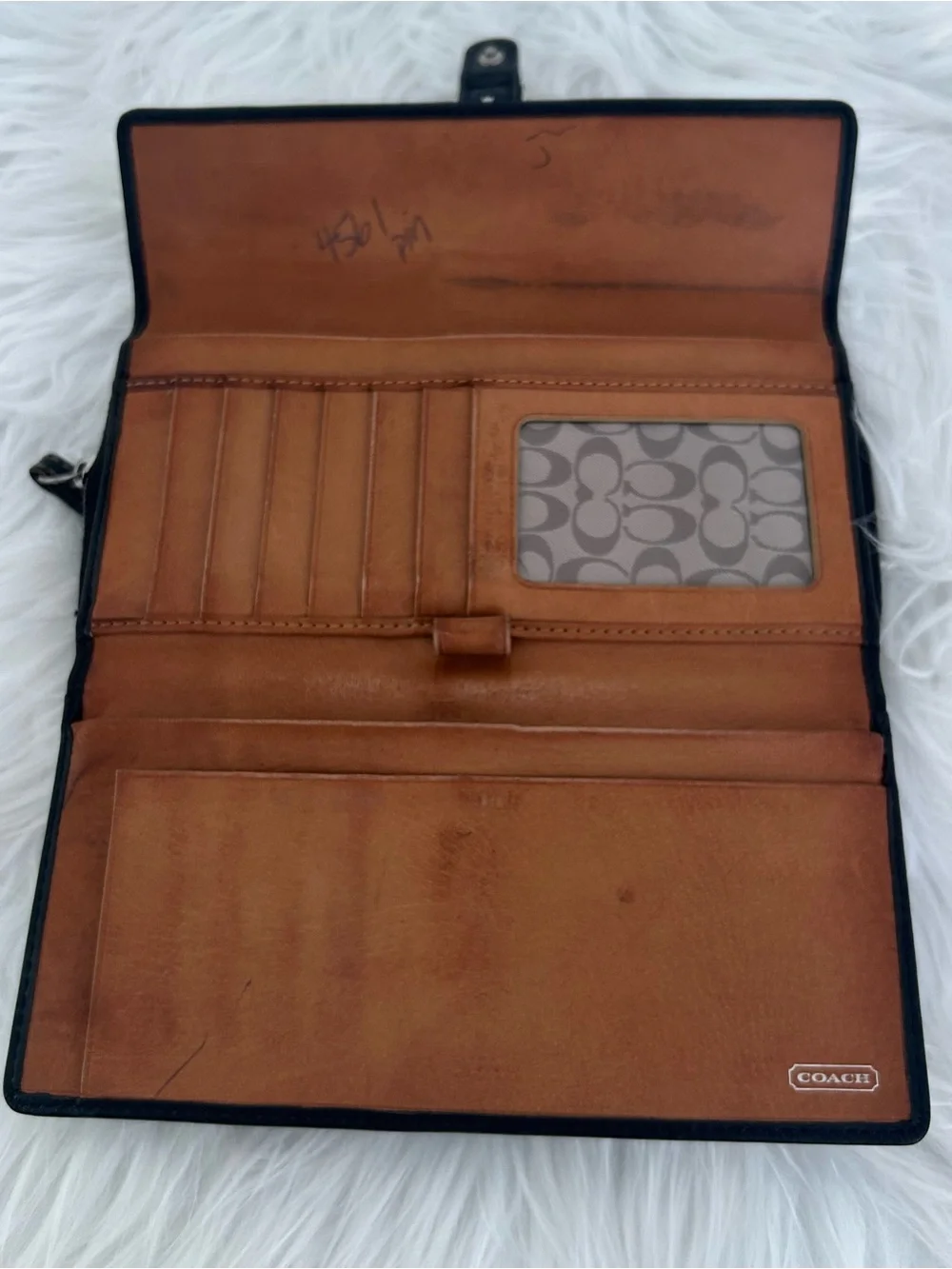 Vintage Y2K Coach Black Leather Buckle Continental Wallet clutch